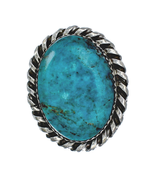American Indian Genuine Sterling Silver Kingman Turquoise Ring Size 7 NN20216